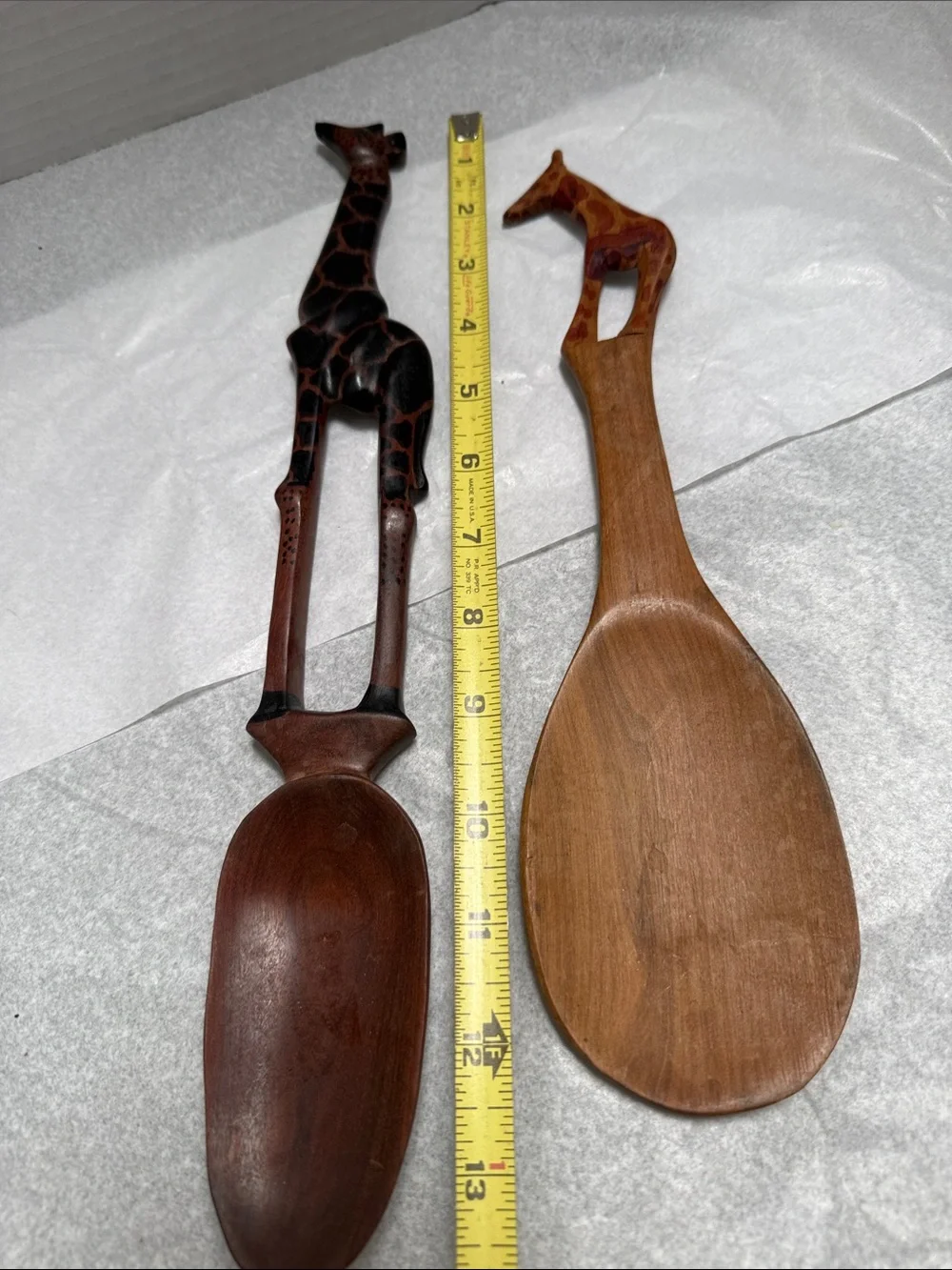 Hand-Carved Wooden Giraffe Serving Spoons